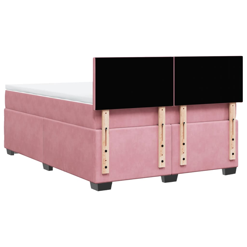 Boxspring met matras fluweel roze 160x200 cm is nu te koop bij PeponiXL, paradijselijk wonen!