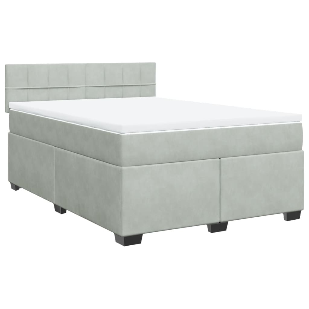 Boxspring met matras fluweel lichtgrijs 160x200 cm is nu te koop bij PeponiXL, paradijselijk wonen!