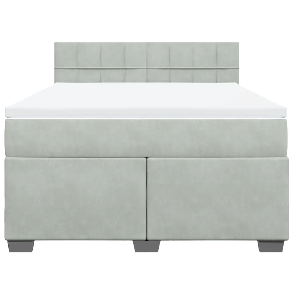 Boxspring met matras fluweel lichtgrijs 160x200 cm is nu te koop bij PeponiXL, paradijselijk wonen!