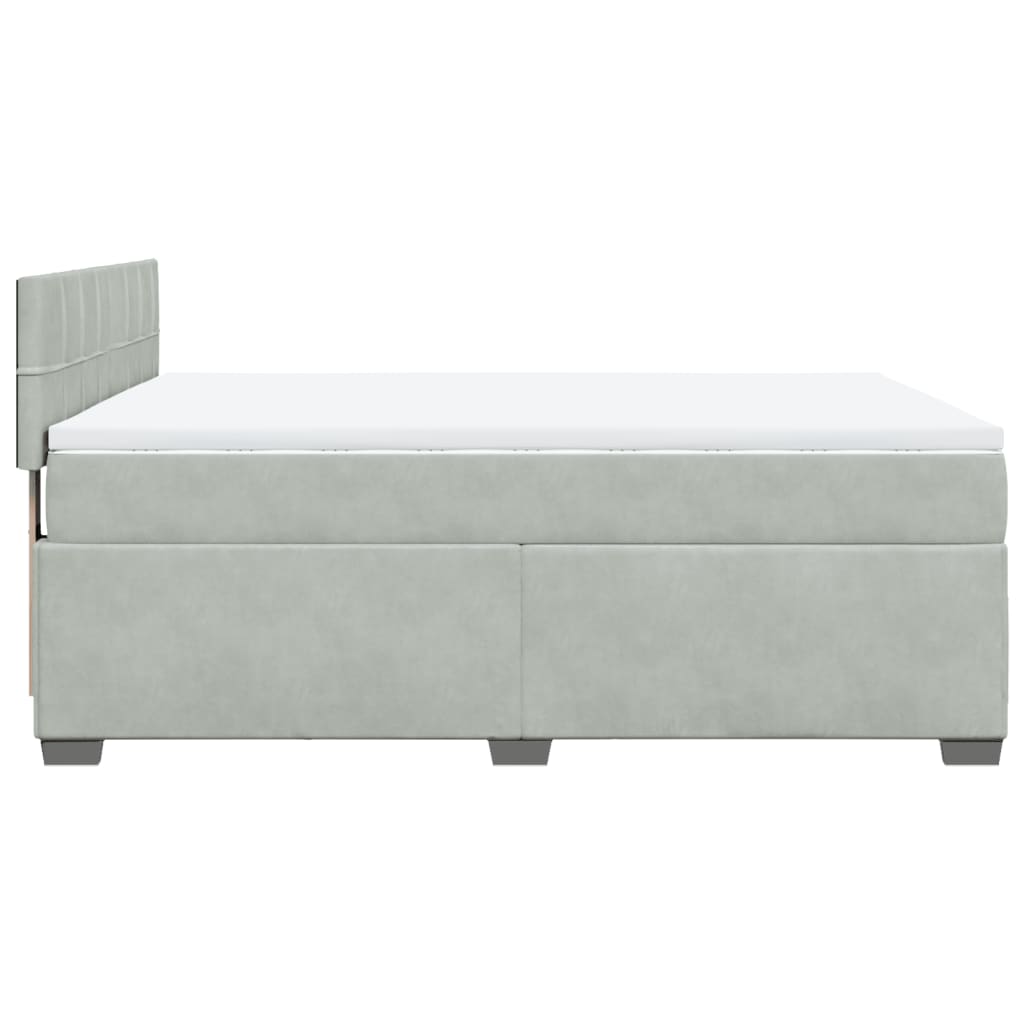 Boxspring met matras fluweel lichtgrijs 160x200 cm is nu te koop bij PeponiXL, paradijselijk wonen!