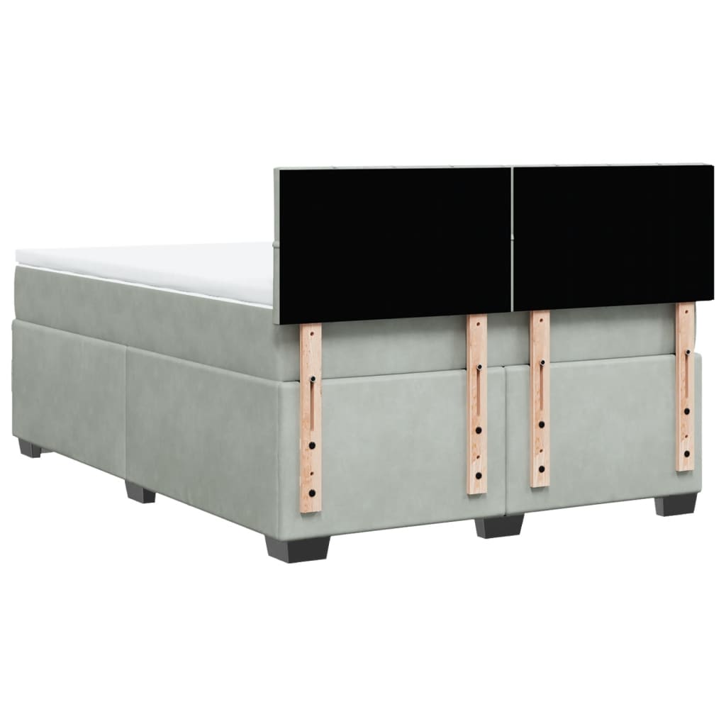 Boxspring met matras fluweel lichtgrijs 160x200 cm is nu te koop bij PeponiXL, paradijselijk wonen!