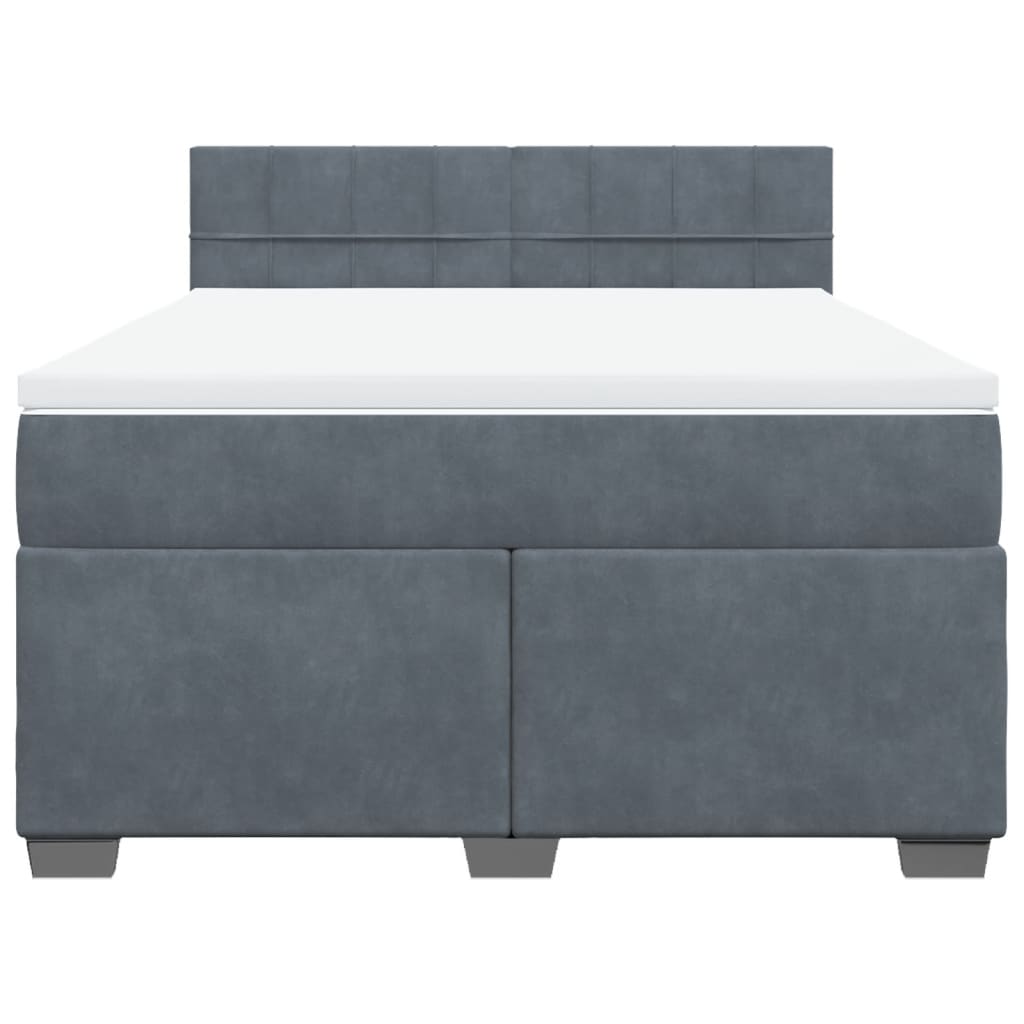 Boxspring met matras fluweel donkergrijs 160x200 cm is nu te koop bij PeponiXL, paradijselijk wonen!