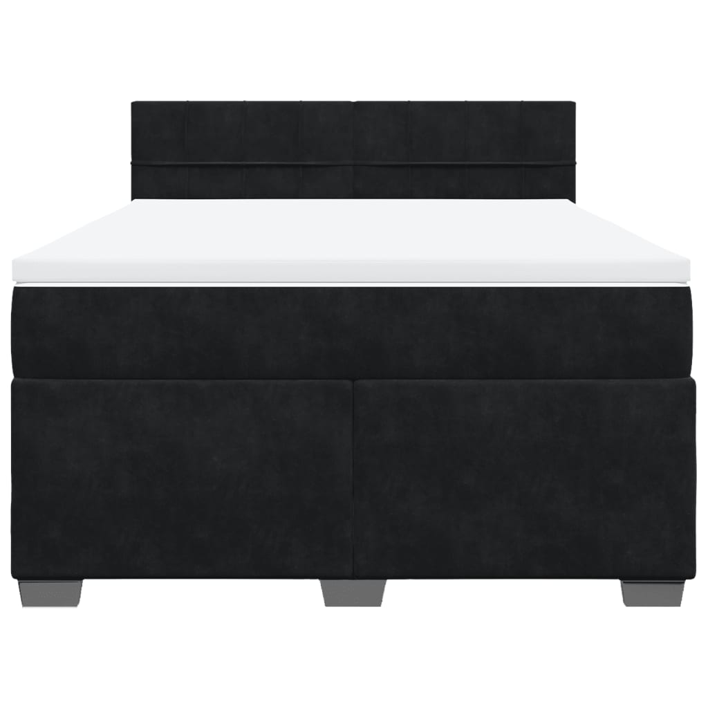 Boxspring met matras fluweel zwart 160x200 cm is nu te koop bij PeponiXL, paradijselijk wonen!