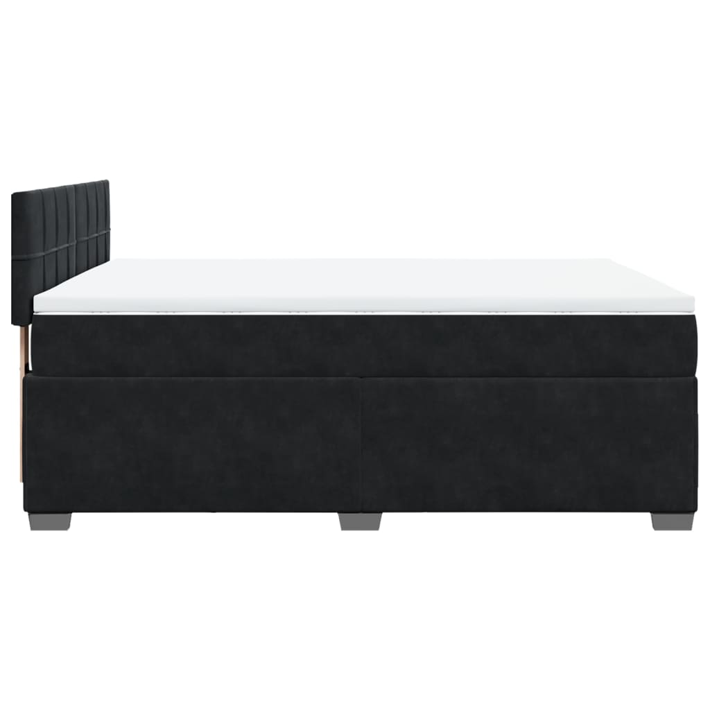 Boxspring met matras fluweel zwart 160x200 cm is nu te koop bij PeponiXL, paradijselijk wonen!