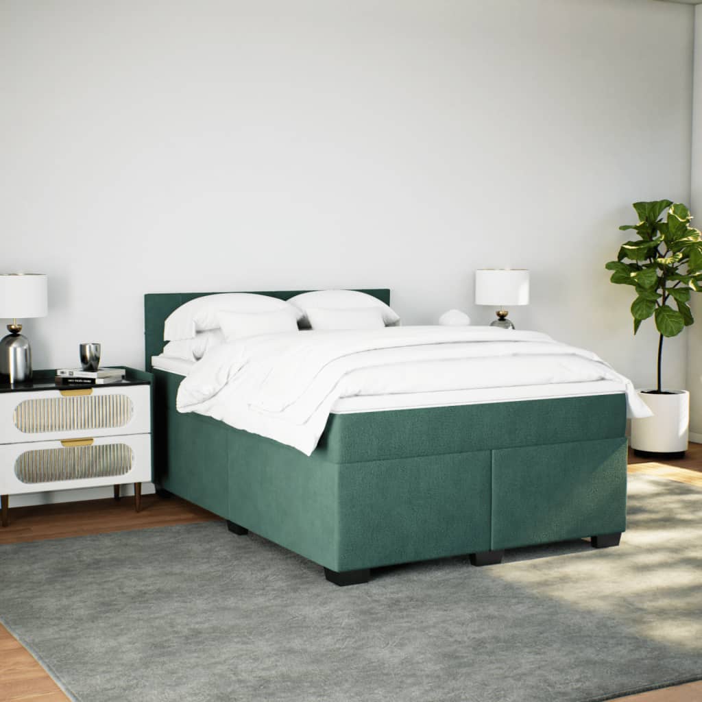 Boxspring met matras fluweel donkergroen 160x200 cm is nu te koop bij PeponiXL, paradijselijk wonen!