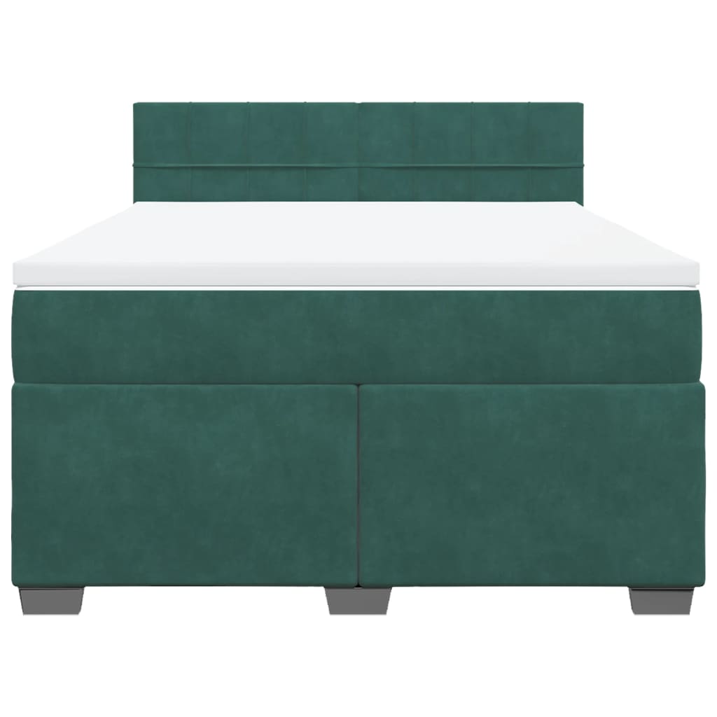 Boxspring met matras fluweel donkergroen 160x200 cm is nu te koop bij PeponiXL, paradijselijk wonen!
