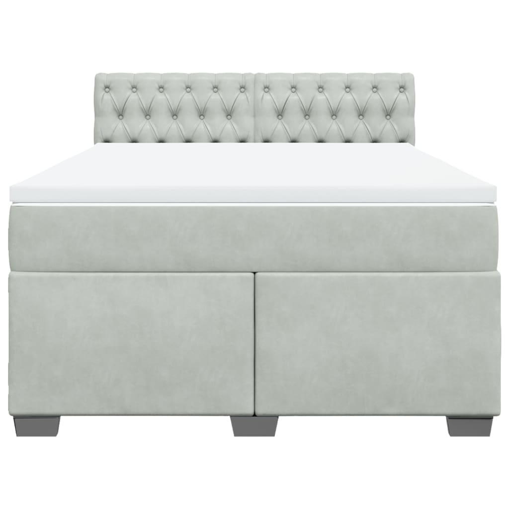 Boxspring met matras fluweel lichtgrijs 160x200 cm is nu te koop bij PeponiXL, paradijselijk wonen!