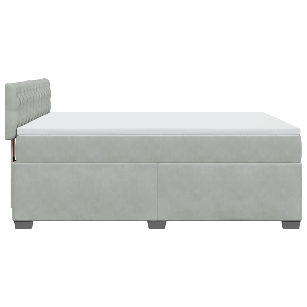 Boxspring met matras fluweel lichtgrijs 160x200 cm is nu te koop bij PeponiXL, paradijselijk wonen!