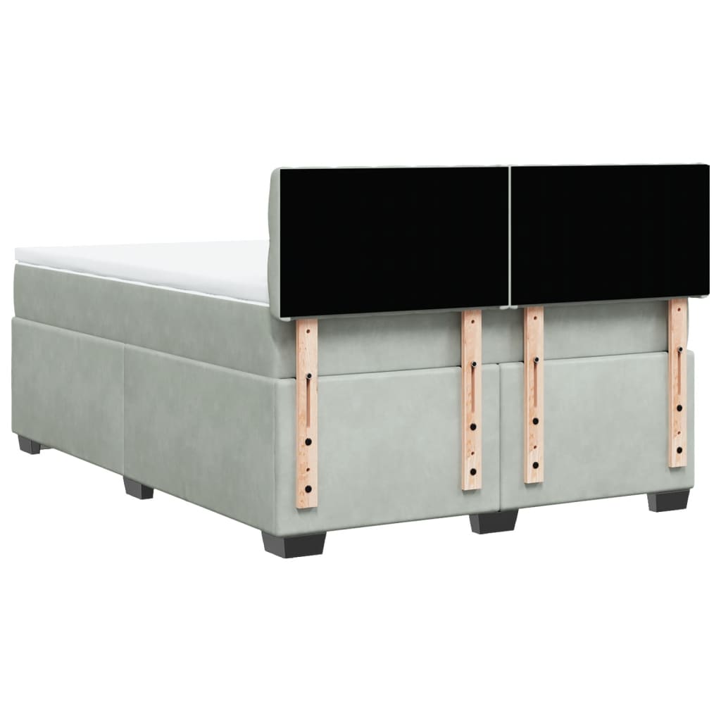 Boxspring met matras fluweel lichtgrijs 160x200 cm is nu te koop bij PeponiXL, paradijselijk wonen!