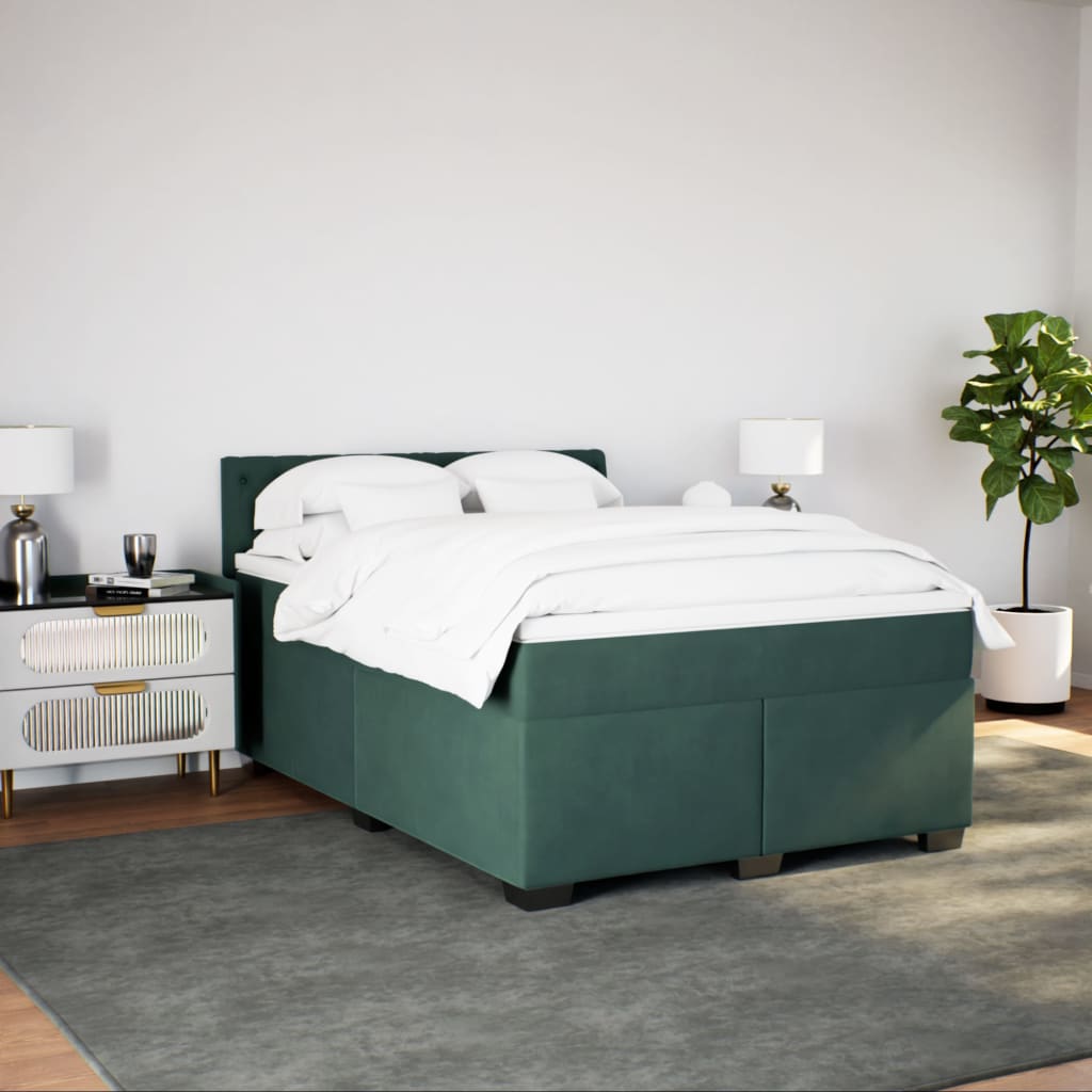 Boxspring met matras fluweel donkergroen 160x200 cm is nu te koop bij PeponiXL, paradijselijk wonen!