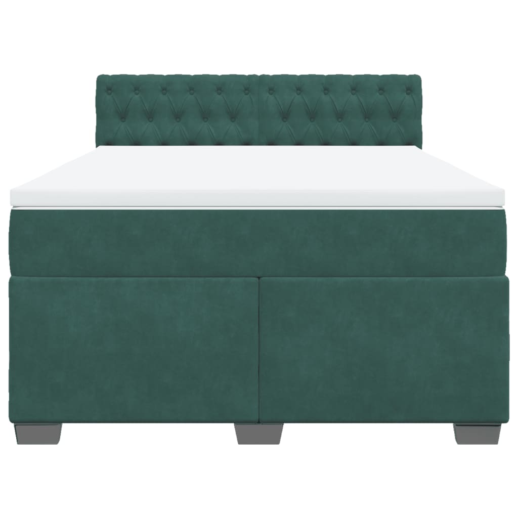 Boxspring met matras fluweel donkergroen 160x200 cm is nu te koop bij PeponiXL, paradijselijk wonen!