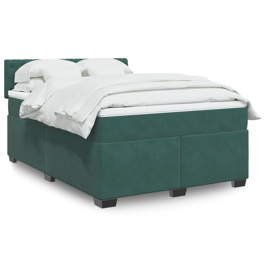 Boxspring met matras fluweel donkergroen 160x200 cm is nu te koop bij PeponiXL, paradijselijk wonen!