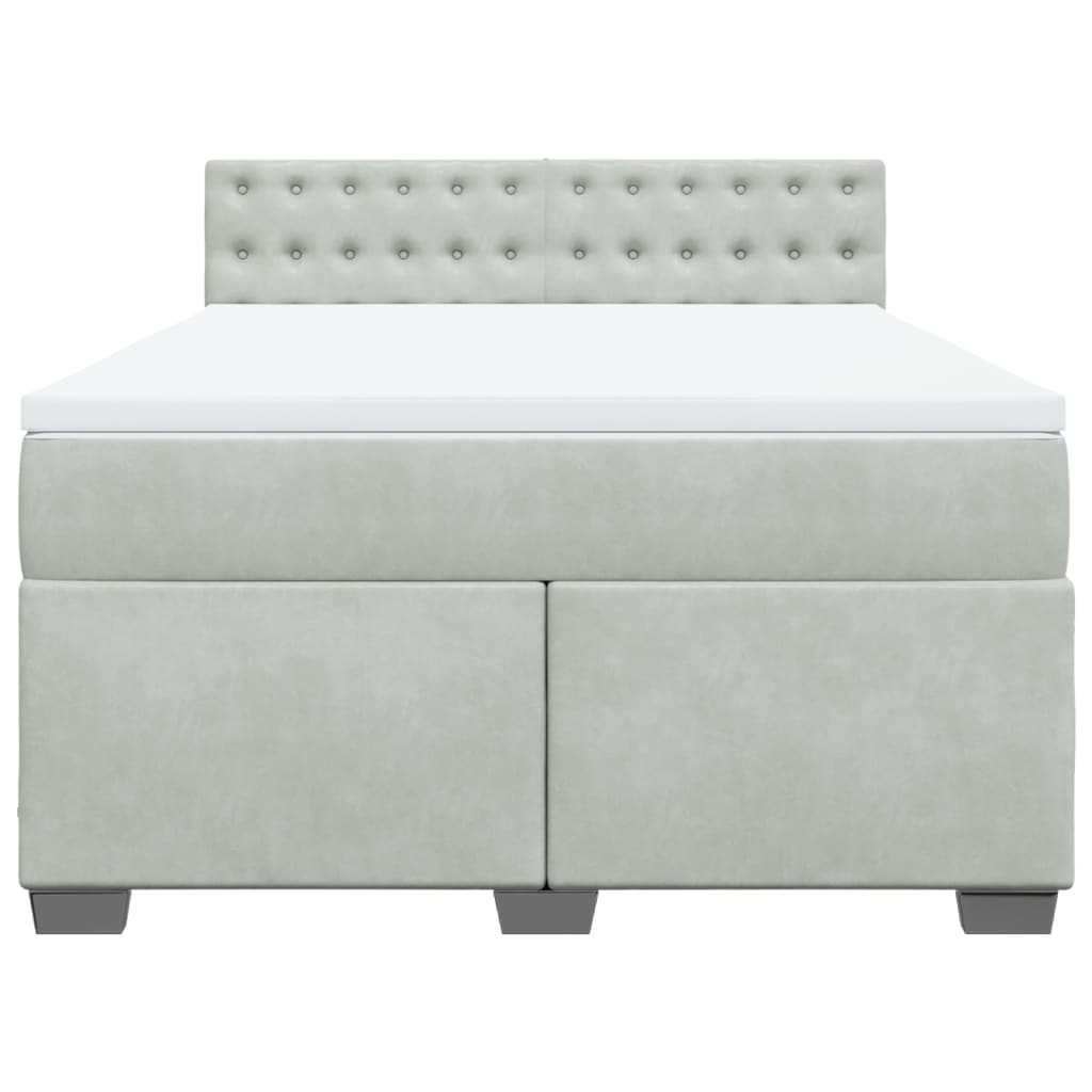 Boxspring met matras fluweel lichtgrijs 160x200 cm is nu te koop bij PeponiXL, paradijselijk wonen!