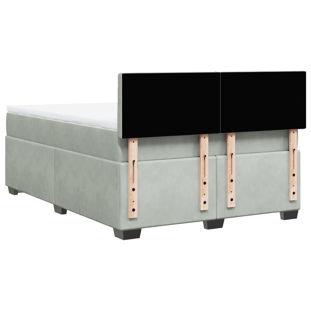 Boxspring met matras fluweel lichtgrijs 160x200 cm is nu te koop bij PeponiXL, paradijselijk wonen!