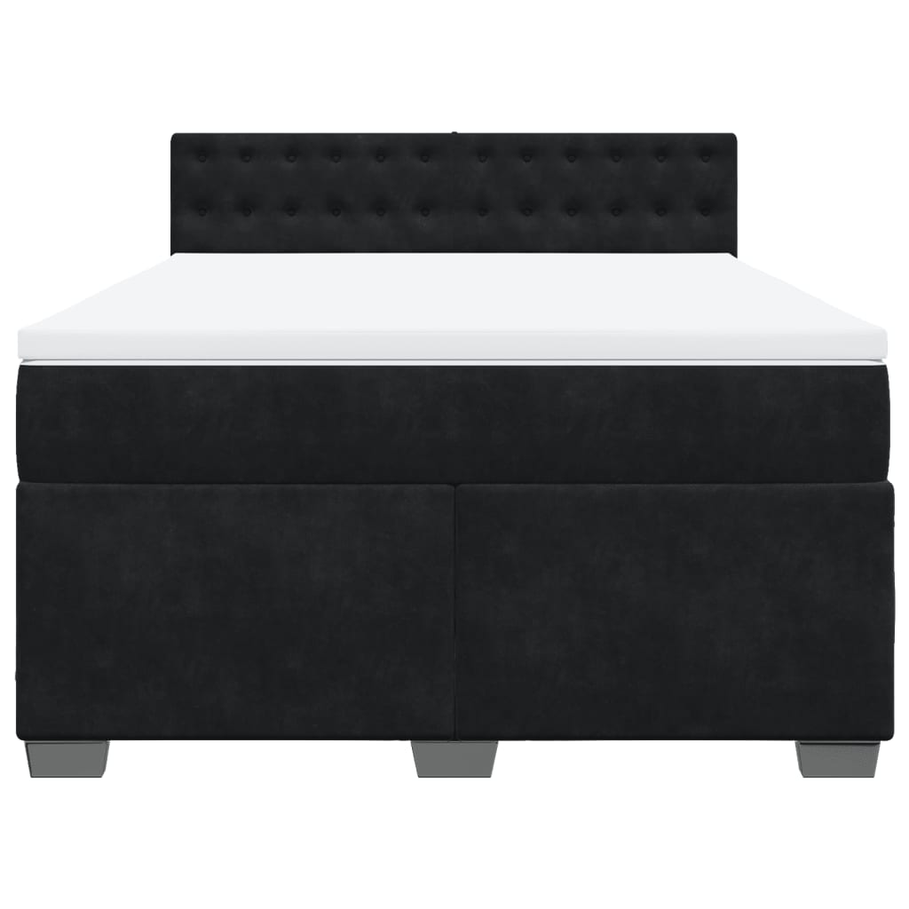 Boxspring met matras fluweel zwart 160x200 cm is nu te koop bij PeponiXL, paradijselijk wonen!