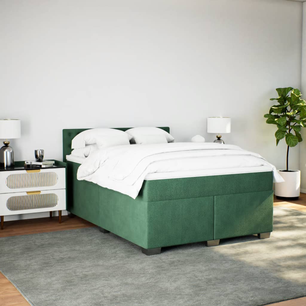Boxspring met matras fluweel donkergroen 160x200 cm is nu te koop bij PeponiXL, paradijselijk wonen!