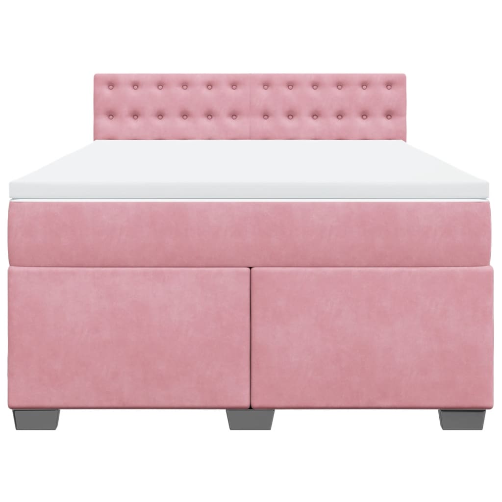 Boxspring met matras fluweel roze 160x200 cm is nu te koop bij PeponiXL, paradijselijk wonen!