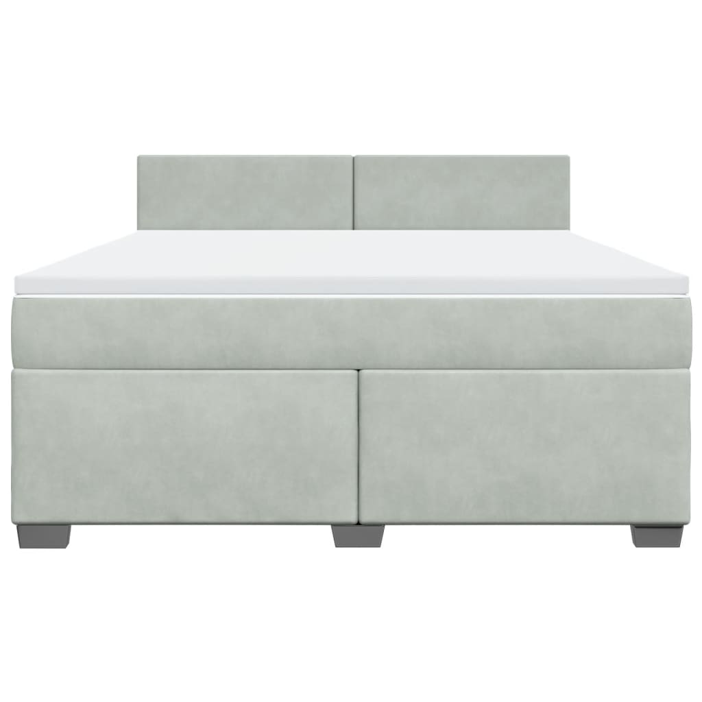 Boxspring met matras fluweel lichtgrijs 180x200 cm is nu te koop bij PeponiXL, paradijselijk wonen!