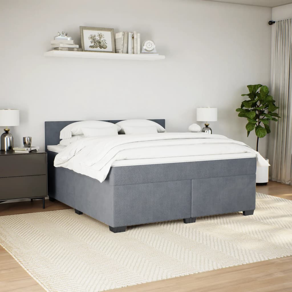 Boxspring met matras fluweel donkergrijs 180x200 cm is nu te koop bij PeponiXL, paradijselijk wonen!