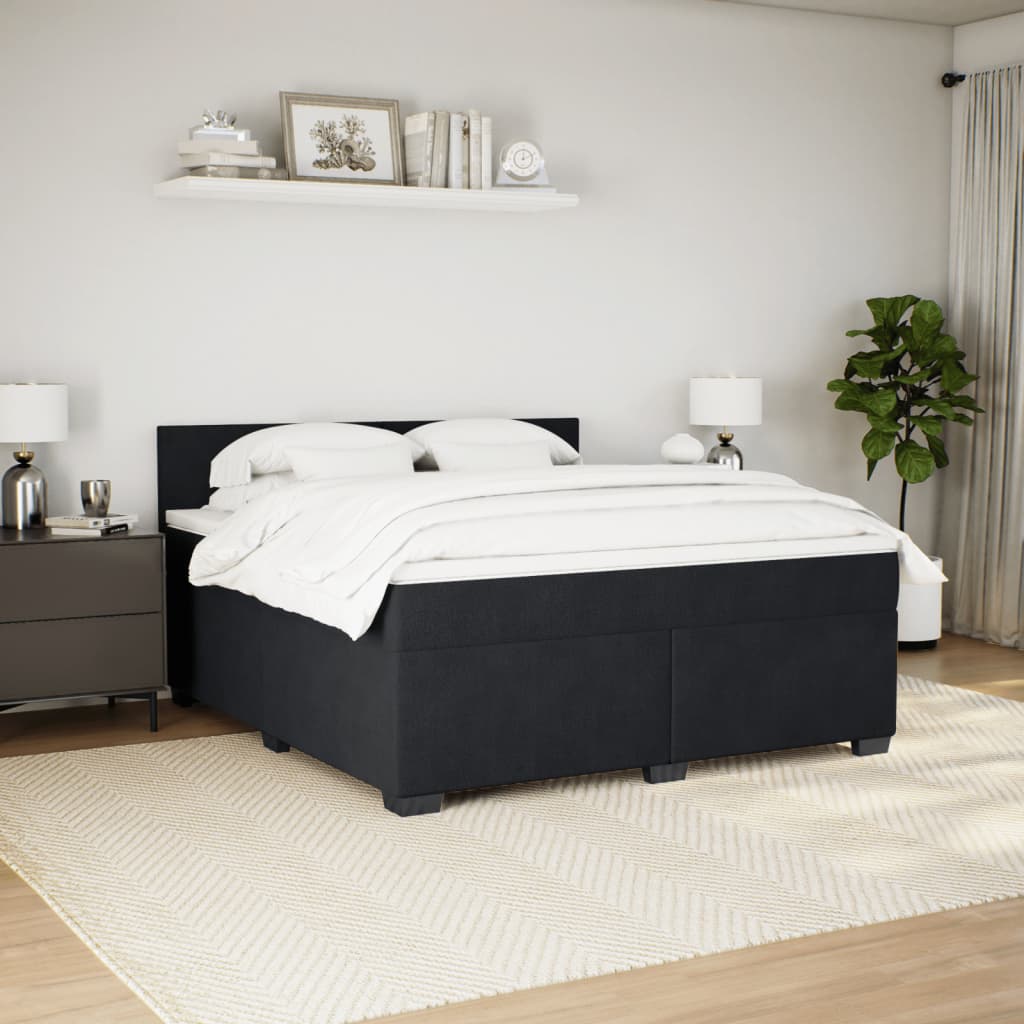 Boxspring met matras fluweel zwart 180x200 cm is nu te koop bij PeponiXL, paradijselijk wonen!