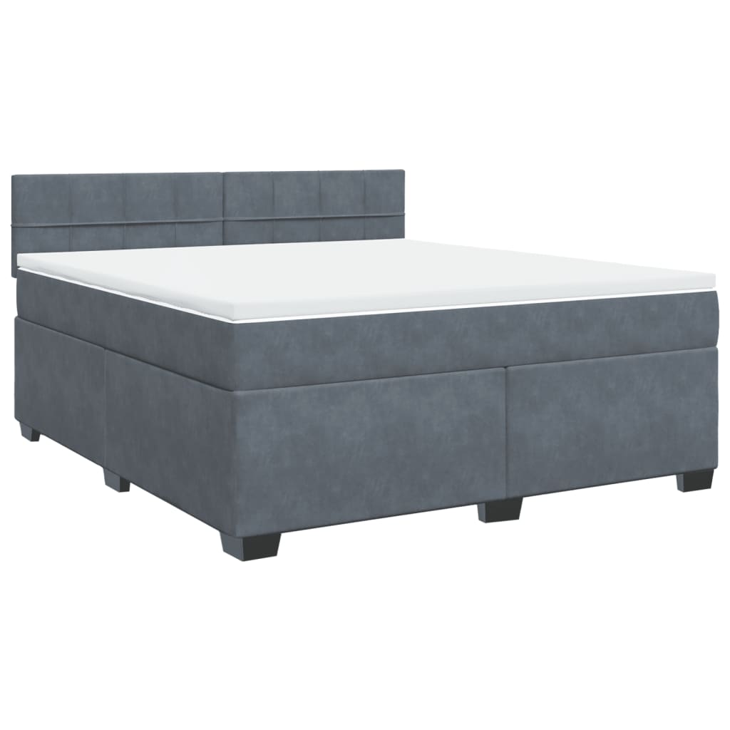 Boxspring met matras fluweel donkergrijs 180x200 cm is nu te koop bij PeponiXL, paradijselijk wonen!