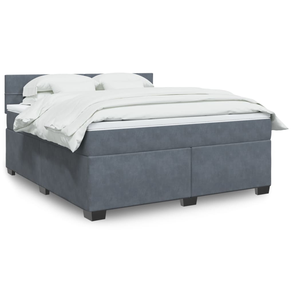 Boxspring met matras fluweel donkergrijs 180x200 cm is nu te koop bij PeponiXL, paradijselijk wonen!