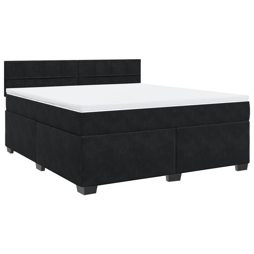 Boxspring met matras fluweel zwart 180x200 cm is nu te koop bij PeponiXL, paradijselijk wonen!