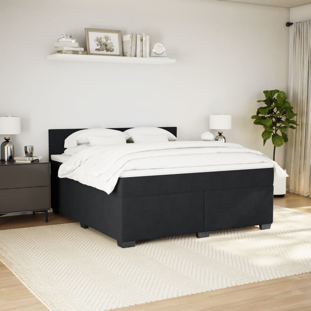 Boxspring met matras fluweel zwart 180x200 cm is nu te koop bij PeponiXL, paradijselijk wonen!