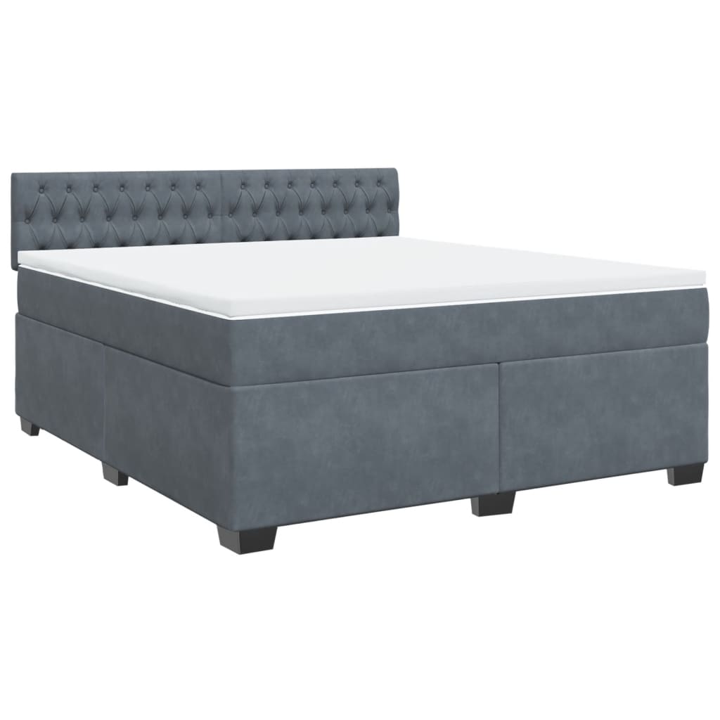 Boxspring met matras fluweel donkergrijs 180x200 cm is nu te koop bij PeponiXL, paradijselijk wonen!