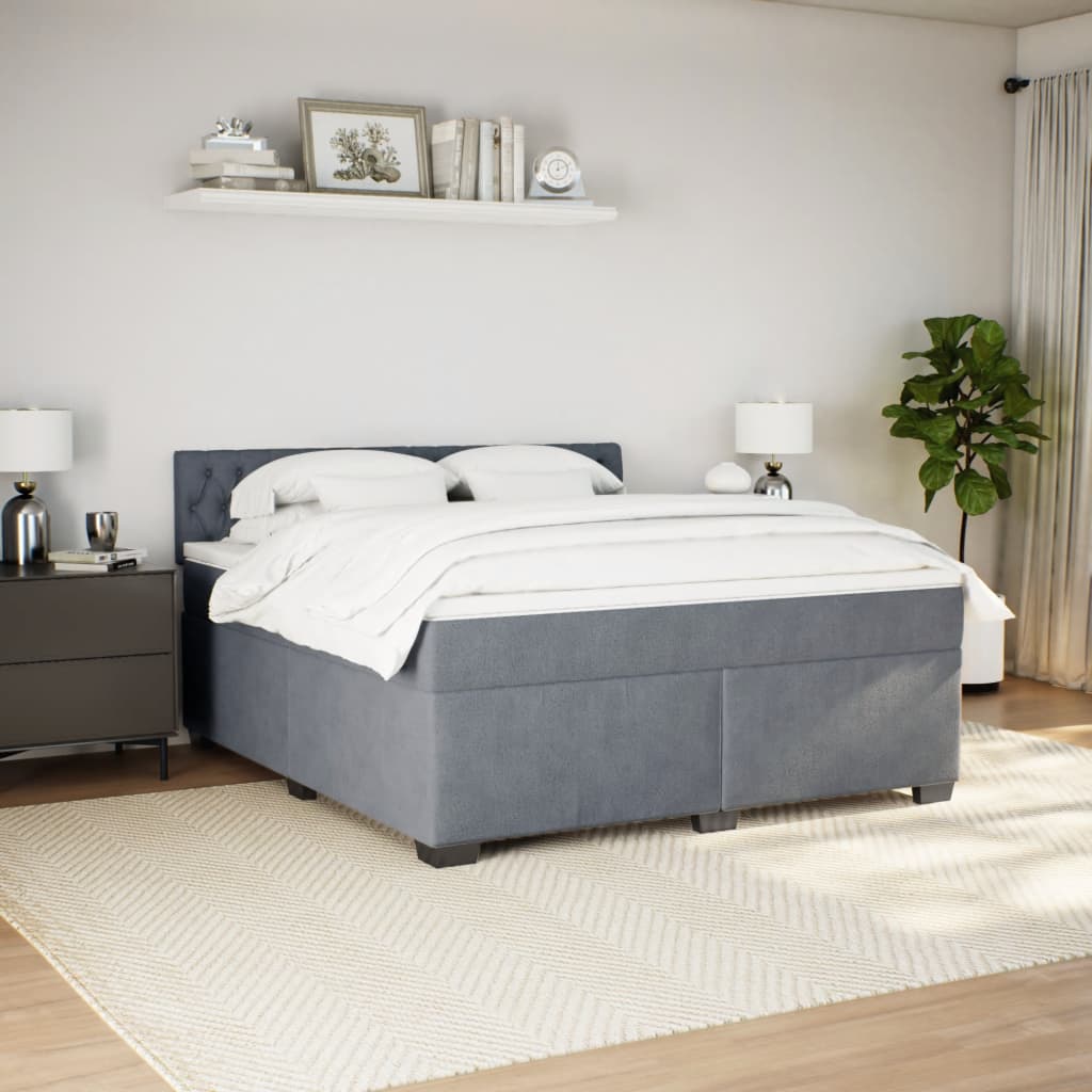 Boxspring met matras fluweel donkergrijs 180x200 cm is nu te koop bij PeponiXL, paradijselijk wonen!