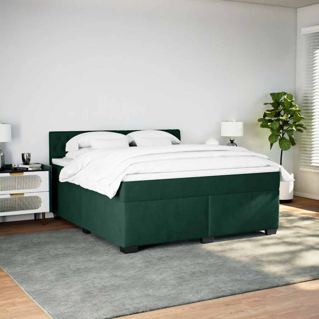 Boxspring met matras fluweel donkergroen 180x200 cm is nu te koop bij PeponiXL, paradijselijk wonen!