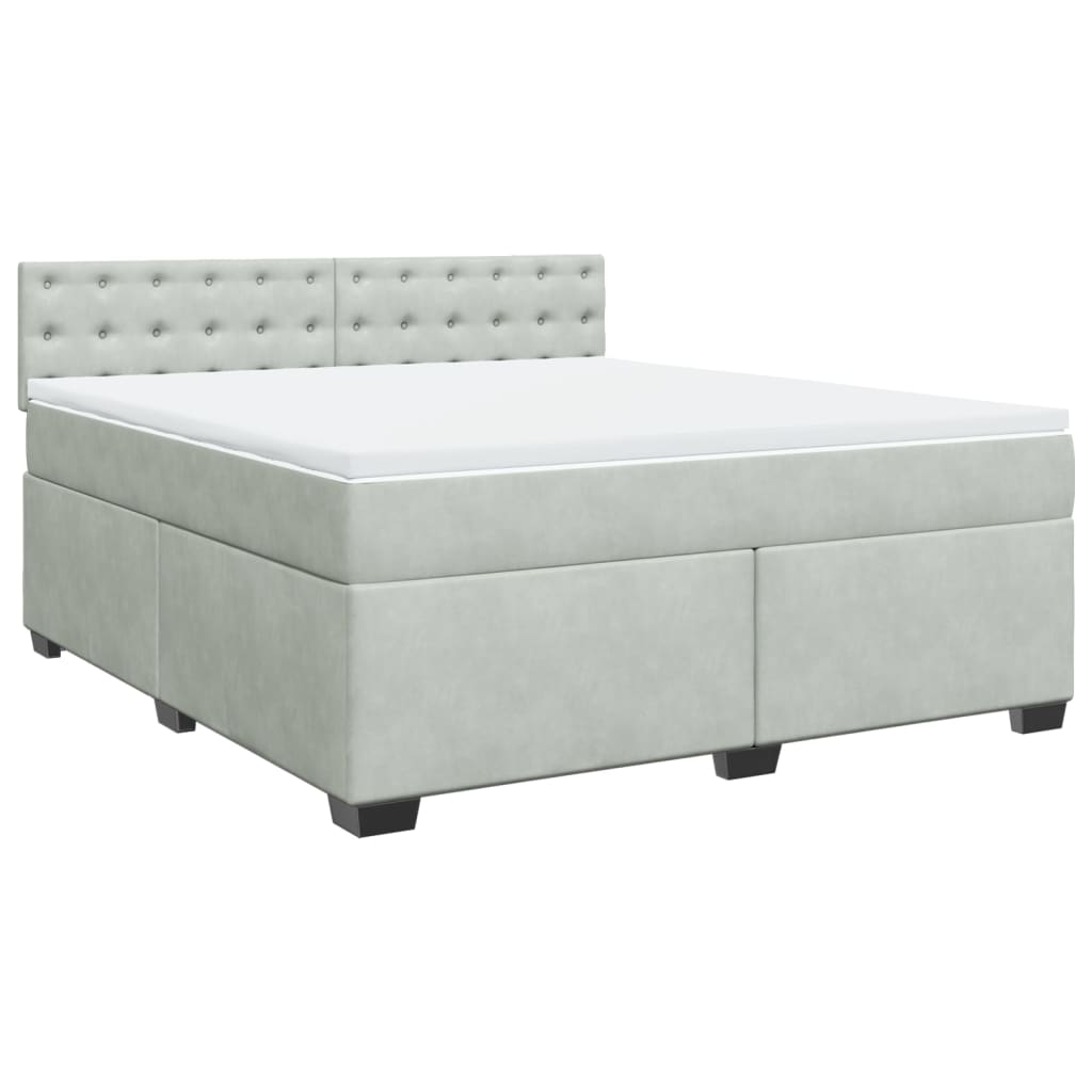 Boxspring met matras fluweel lichtgrijs 180x200 cm is nu te koop bij PeponiXL, paradijselijk wonen!
