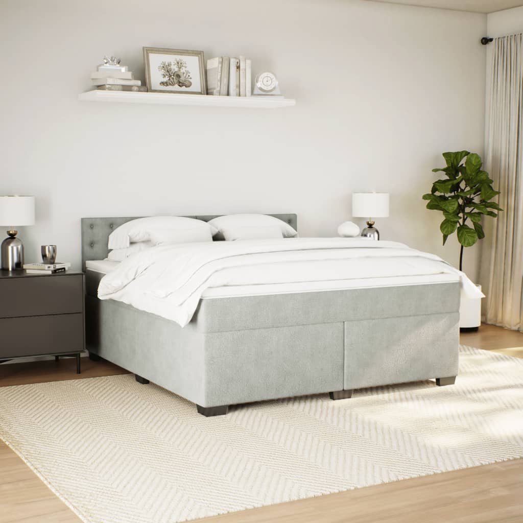 Boxspring met matras fluweel lichtgrijs 180x200 cm is nu te koop bij PeponiXL, paradijselijk wonen!