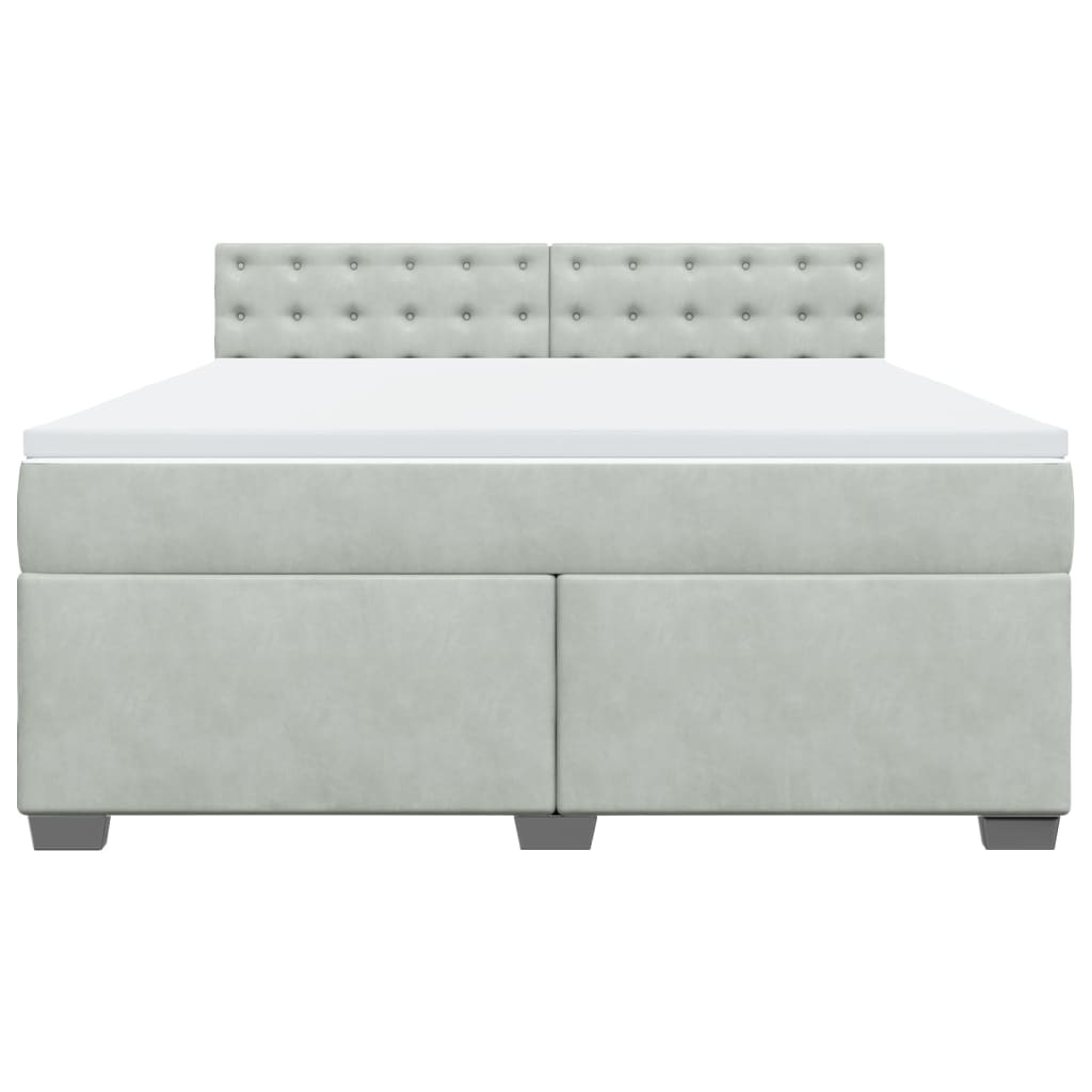 Boxspring met matras fluweel lichtgrijs 180x200 cm is nu te koop bij PeponiXL, paradijselijk wonen!