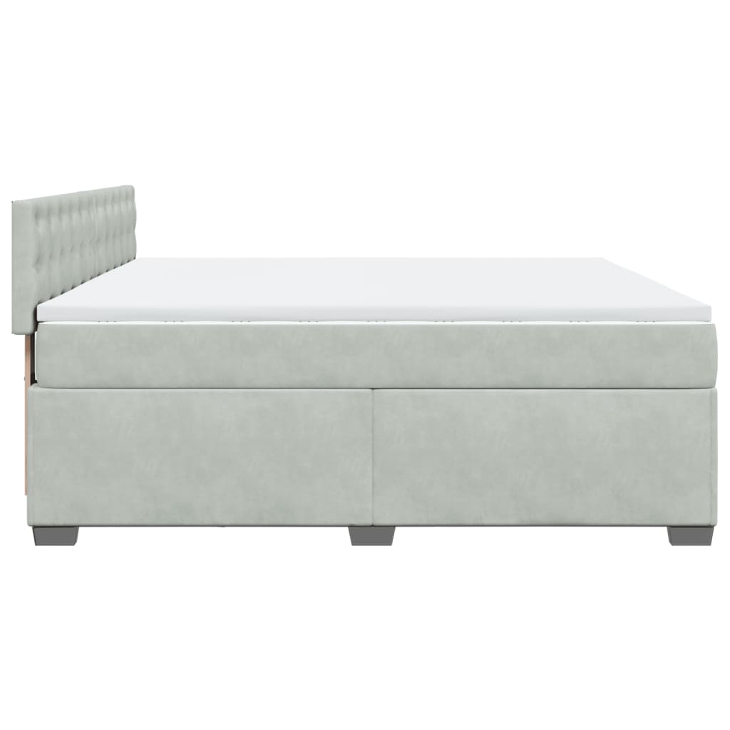 Boxspring met matras fluweel lichtgrijs 180x200 cm is nu te koop bij PeponiXL, paradijselijk wonen!