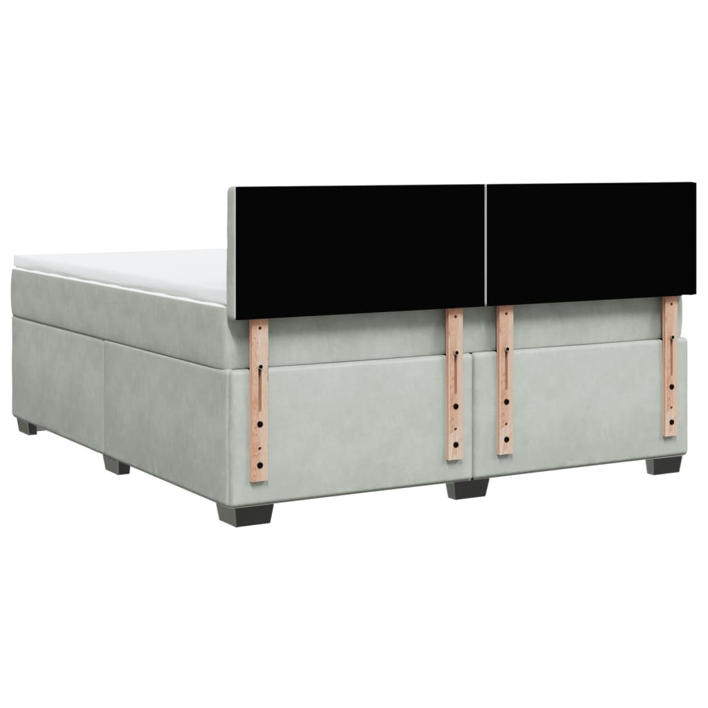 Boxspring met matras fluweel lichtgrijs 180x200 cm is nu te koop bij PeponiXL, paradijselijk wonen!