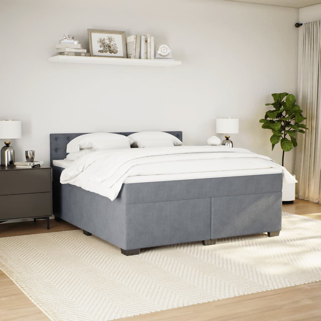 Boxspring met matras fluweel donkergrijs 180x200 cm is nu te koop bij PeponiXL, paradijselijk wonen!
