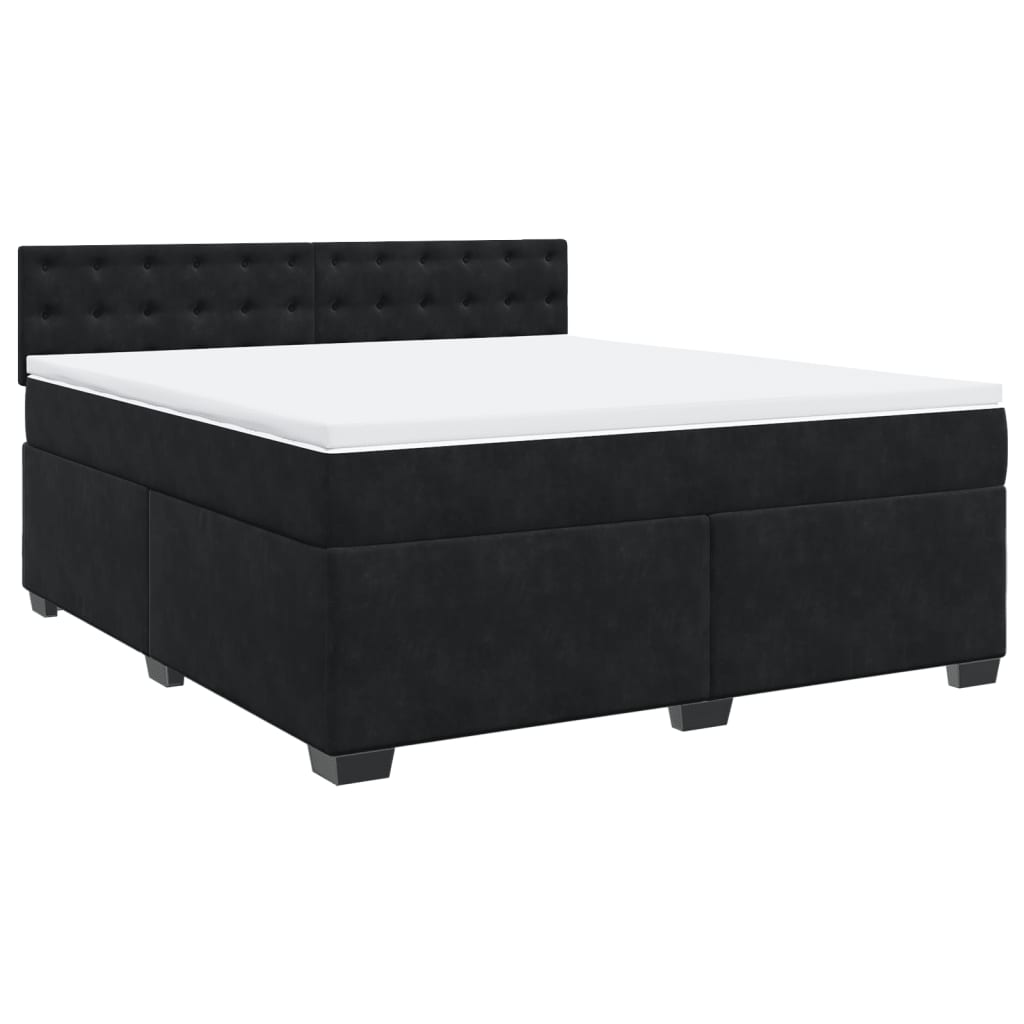 Boxspring met matras fluweel zwart 180x200 cm is nu te koop bij PeponiXL, paradijselijk wonen!