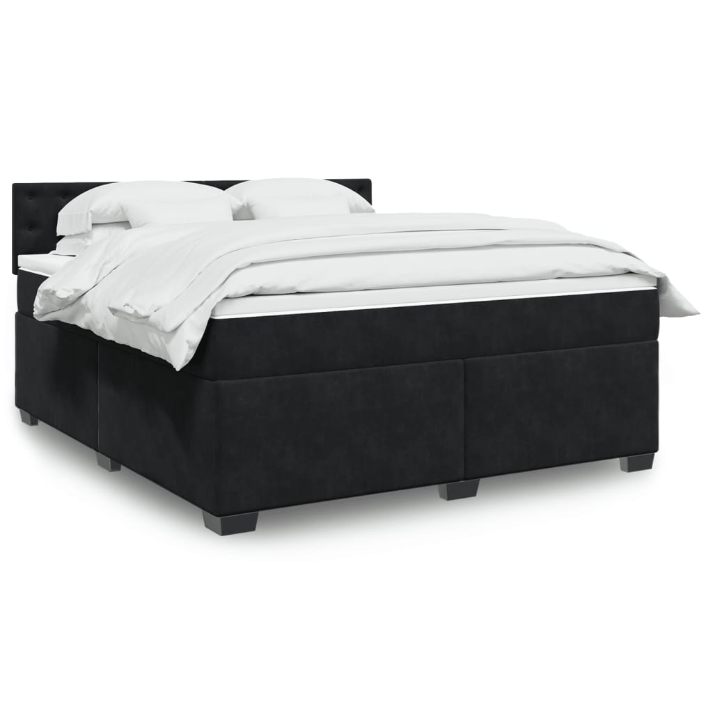 Boxspring met matras fluweel zwart 180x200 cm is nu te koop bij PeponiXL, paradijselijk wonen!
