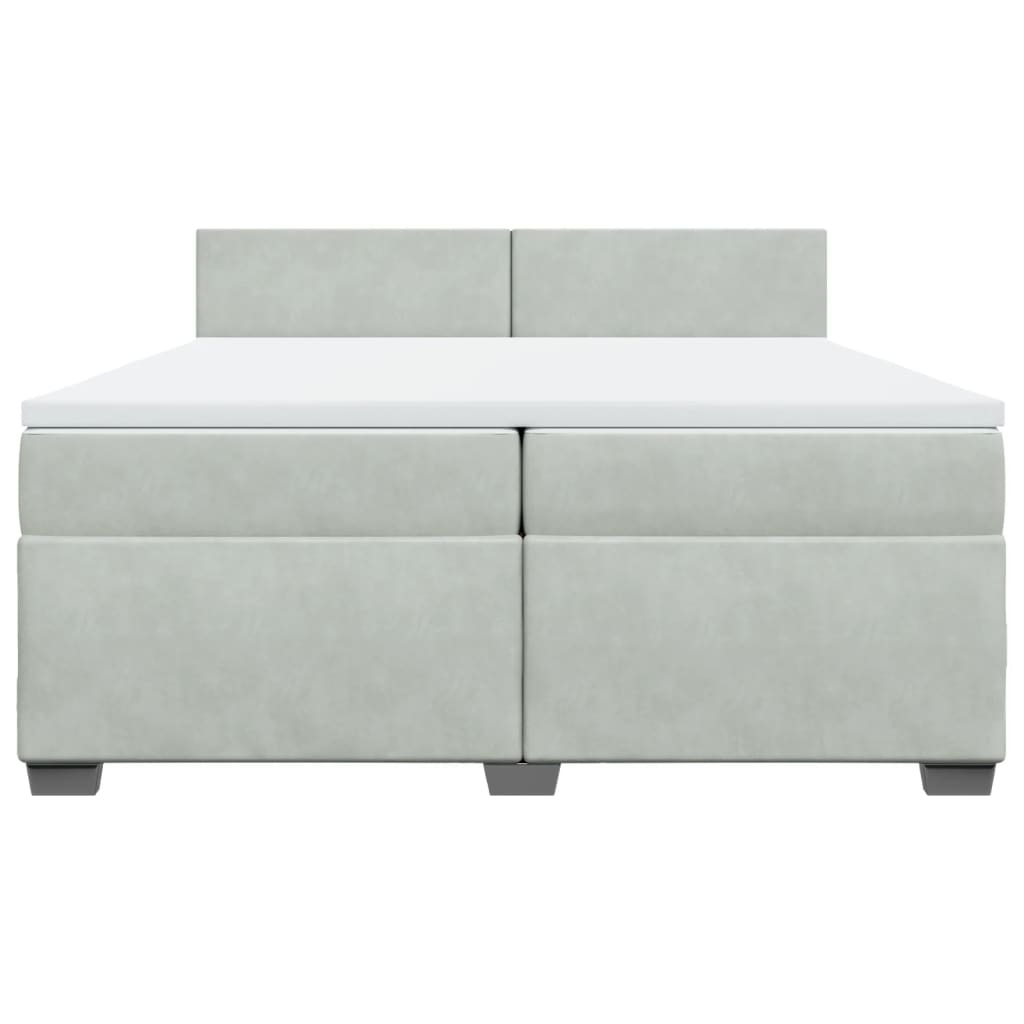 Boxspring met matras fluweel lichtgrijs 200x200 cm is nu te koop bij PeponiXL, paradijselijk wonen!