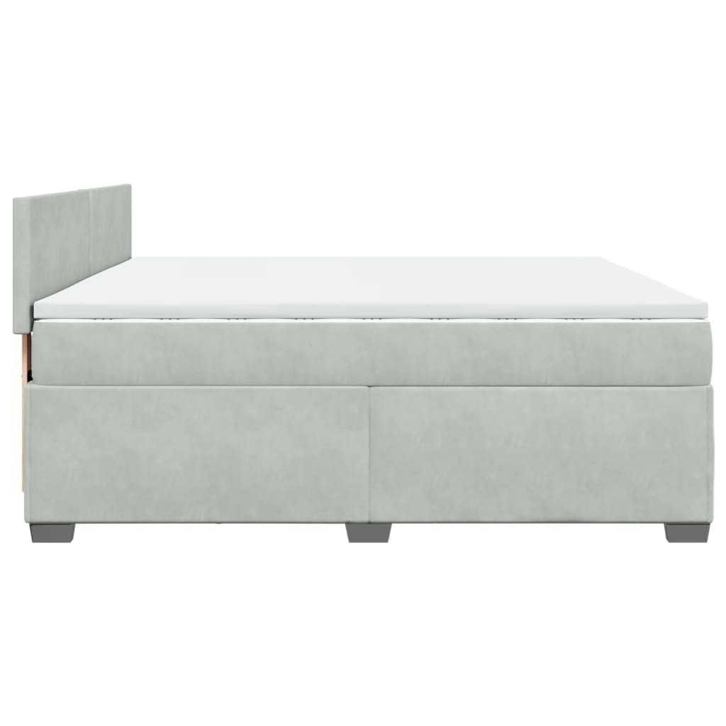 Boxspring met matras fluweel lichtgrijs 200x200 cm is nu te koop bij PeponiXL, paradijselijk wonen!