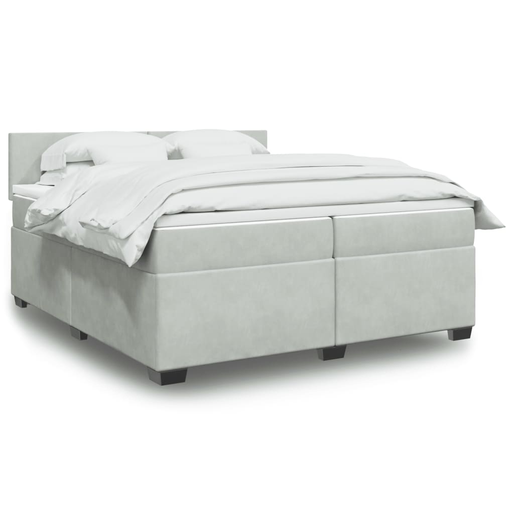 Boxspring met matras fluweel lichtgrijs 200x200 cm is nu te koop bij PeponiXL, paradijselijk wonen!