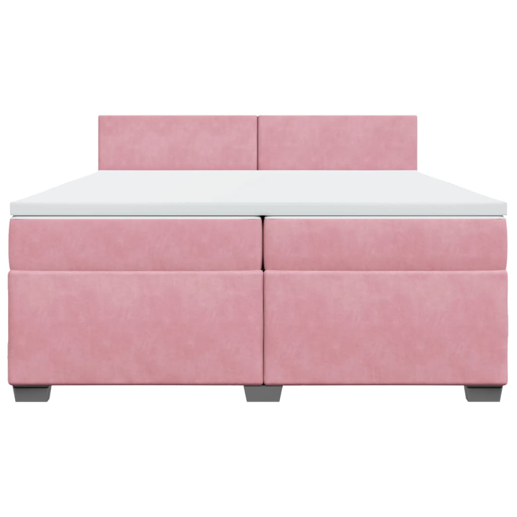 Boxspring met matras fluweel roze 200x200 cm is nu te koop bij PeponiXL, paradijselijk wonen!