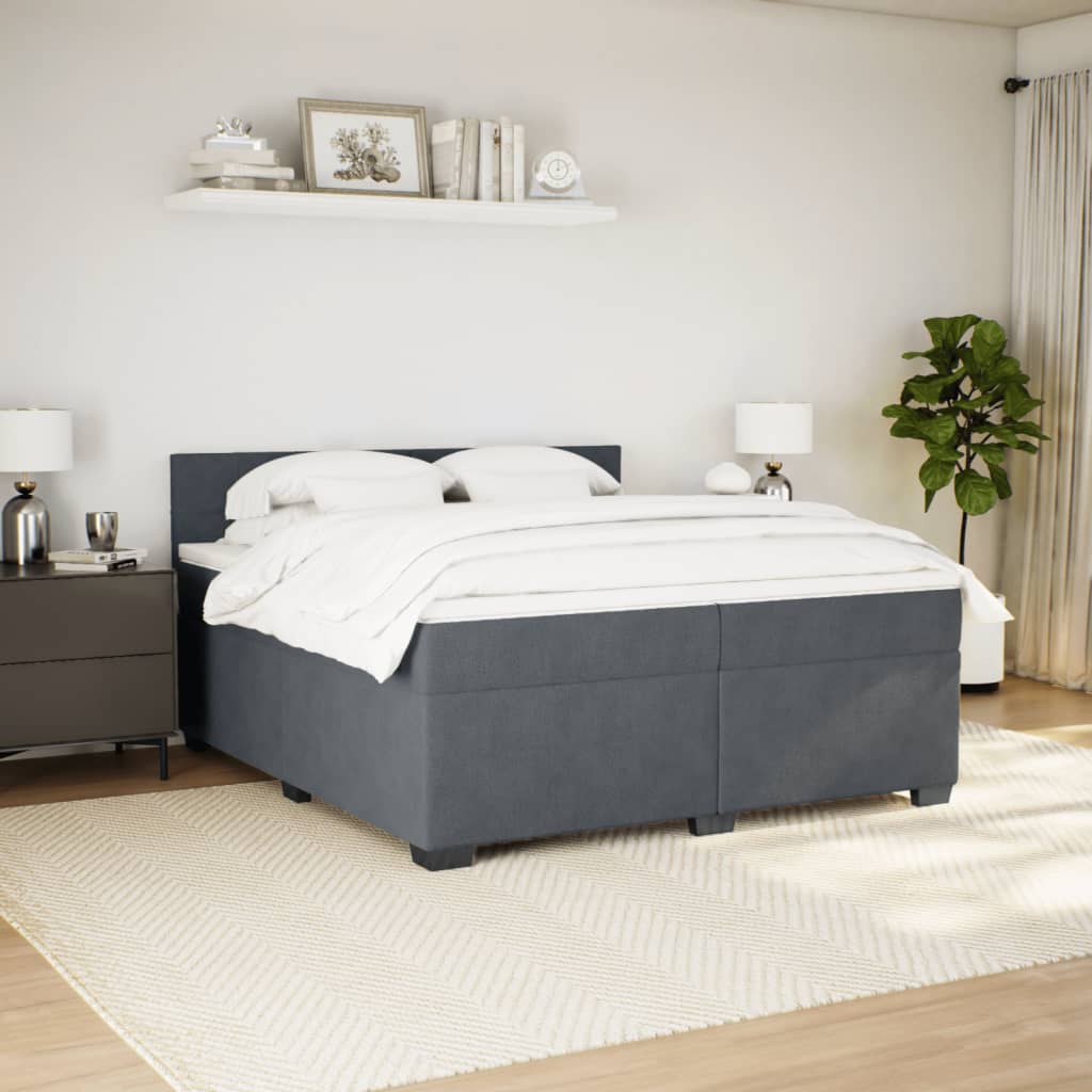 Boxspring met matras fluweel donkergrijs 200x200 cm is nu te koop bij PeponiXL, paradijselijk wonen!