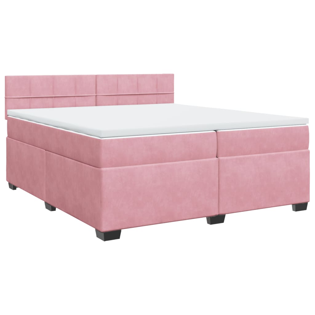 Boxspring met matras fluweel roze 200x200 cm is nu te koop bij PeponiXL, paradijselijk wonen!
