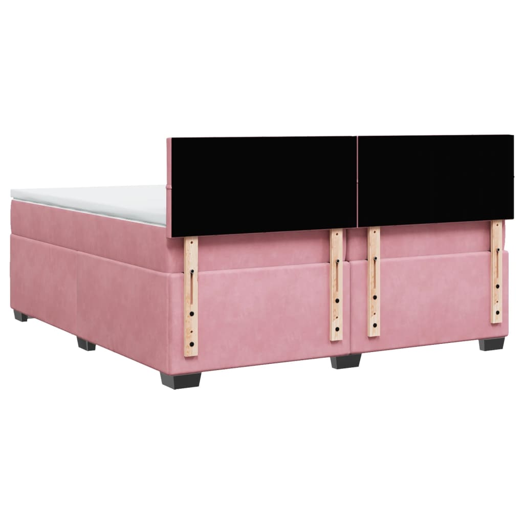 Boxspring met matras fluweel roze 200x200 cm is nu te koop bij PeponiXL, paradijselijk wonen!