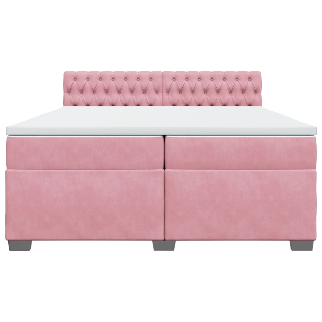 Boxspring met matras fluweel roze 200x200 cm is nu te koop bij PeponiXL, paradijselijk wonen!