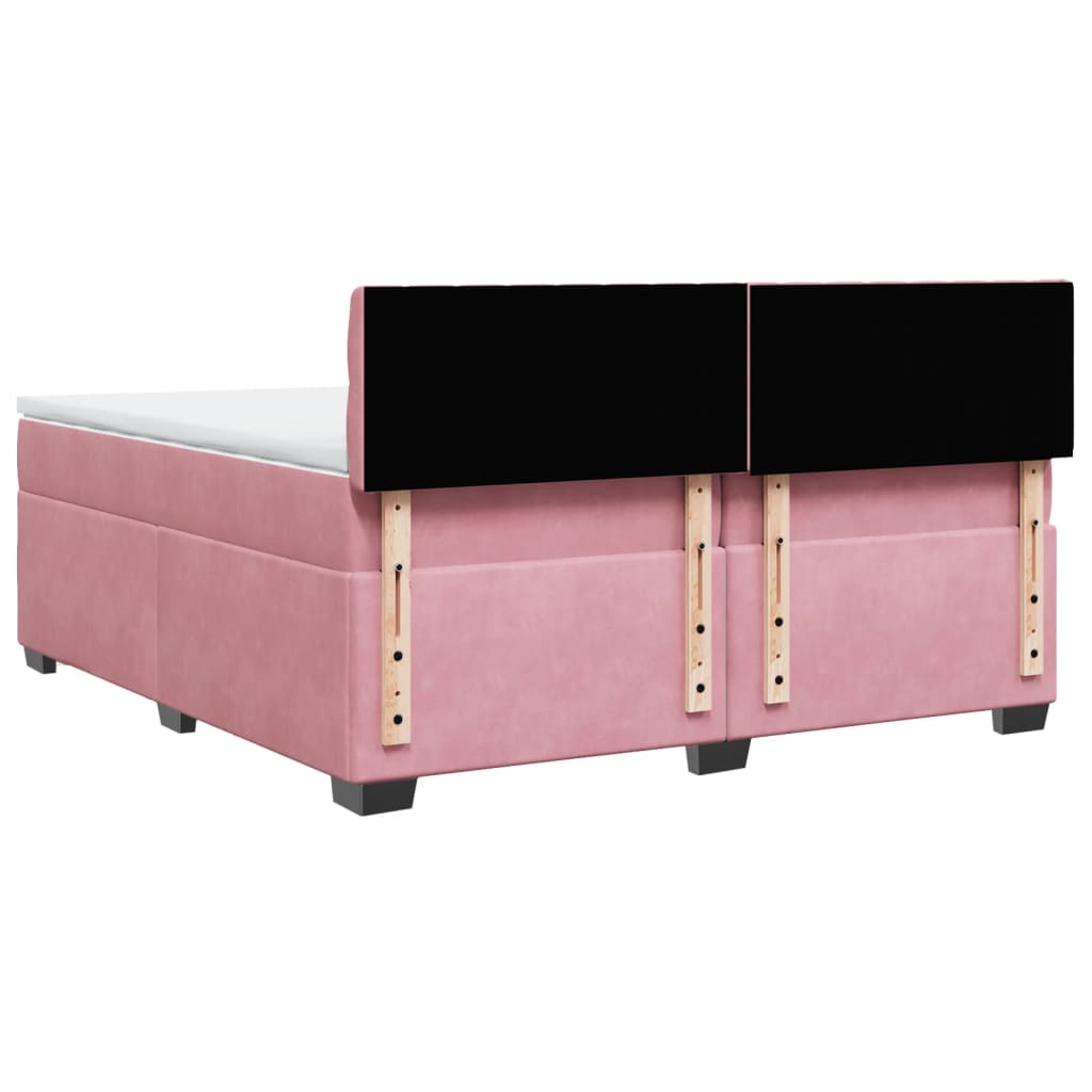 Boxspring met matras fluweel roze 200x200 cm is nu te koop bij PeponiXL, paradijselijk wonen!