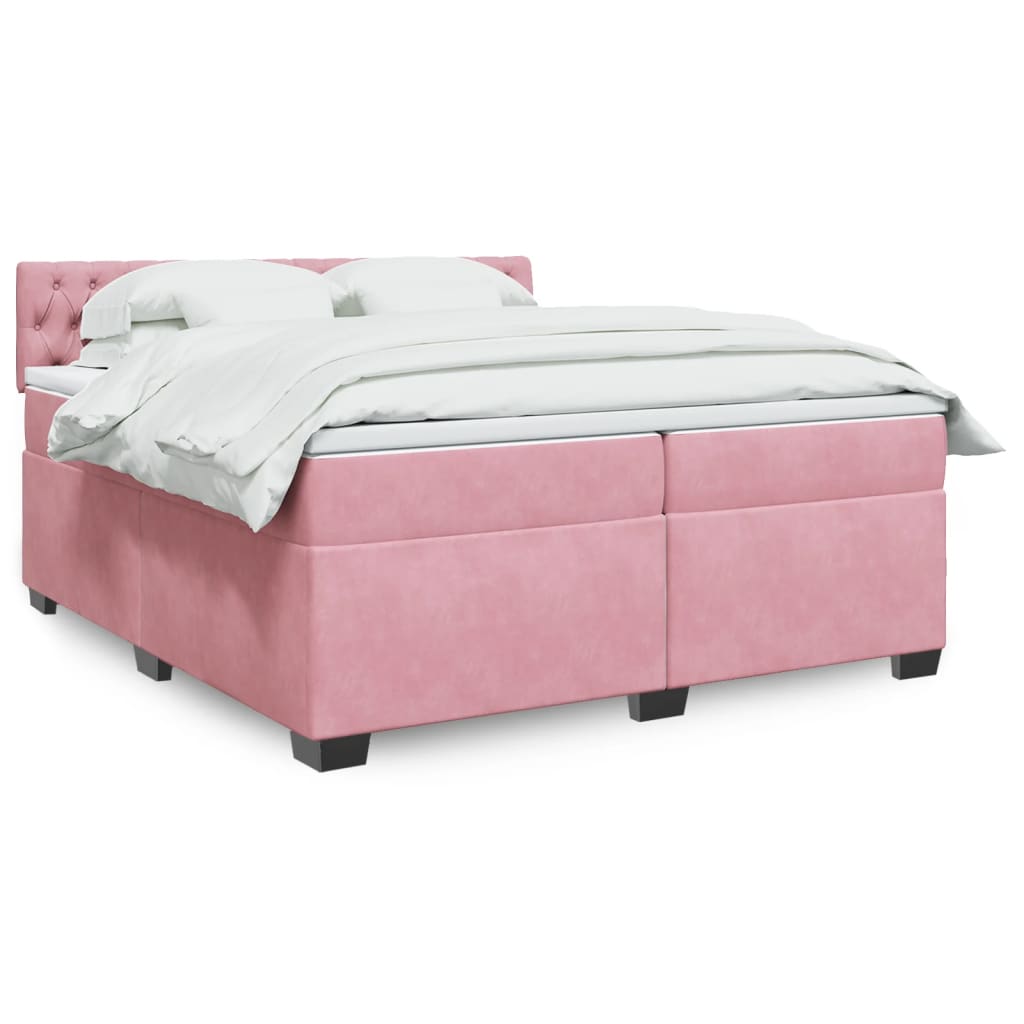 Boxspring met matras fluweel roze 200x200 cm is nu te koop bij PeponiXL, paradijselijk wonen!
