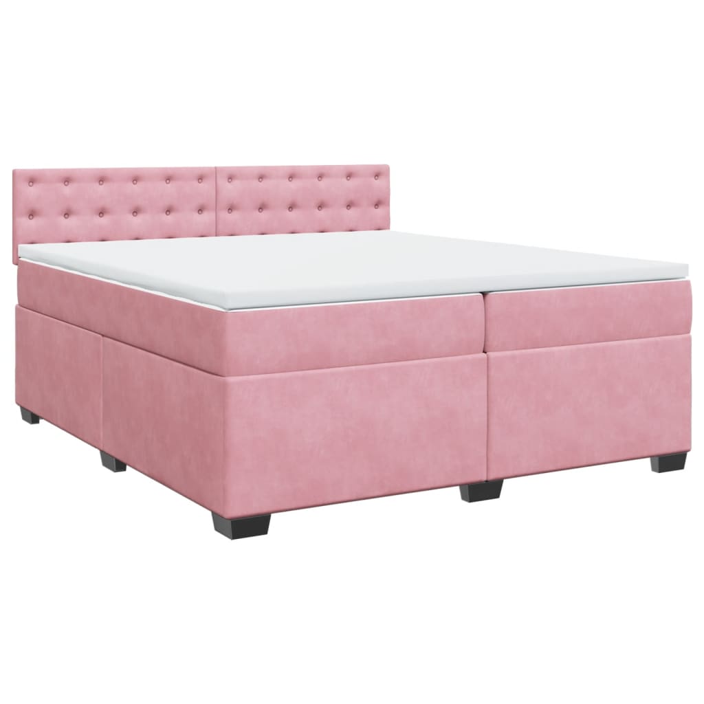 Boxspring met matras fluweel roze 200x200 cm is nu te koop bij PeponiXL, paradijselijk wonen!